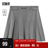 森马（Semir）半身裙女易打理A字百褶裙百搭春季小个子字母短裙潮101123120003 花灰色调00400 M