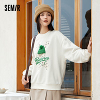 森马(Semir)卫衣女设计感老花兔子宽松小众潮流冬季落肩抓绒上衣101722116048 奶白10501 L