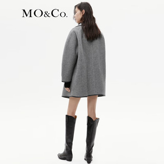 MO&Co.2023冬绵羊毛羊驼毛顺向斜裹式毛呢大衣外套MBC4OVC016 中花灰色 L/170