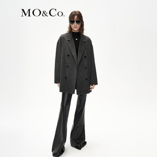 MO&Co.2023冬【美丽诺绵羊毛】宽松双面呢大衣外套MBC4COT040 深花灰色 XS/155