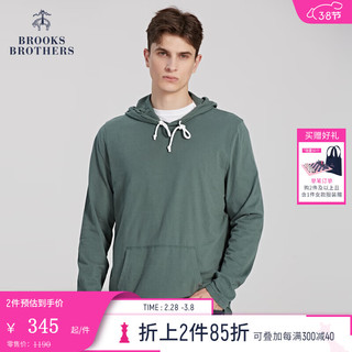 布克兄弟（BrooksBrothers）男士春秋美式休闲纯色针织连帽卫衣 3003-绿色 M