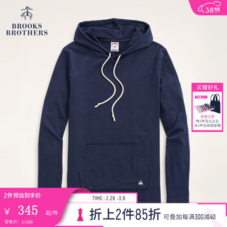 布克兄弟（BrooksBrothers）男士春秋美式休闲纯色针织连帽卫衣 4004-藏青色 L