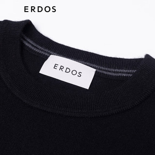 ERDOS 精纺圆领装饰修身加厚双提纯色男套衫羊绒衫 黑 185/104A/XXL