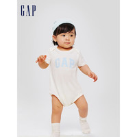 Gap 盖璞 婴儿2024春季新款LOGO纯棉撞色短袖连体衣儿童装包屁衣