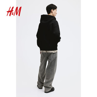 H&M2024春新款男装卫衣时尚休闲通勤大廓形拉链连帽衫1122929 白色 180/124A XXL