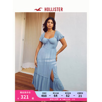 HOLLISTER24春夏柔软甜美修身泡泡袖中长款连衣裙女 356588-1 蓝色 L (165/100A)