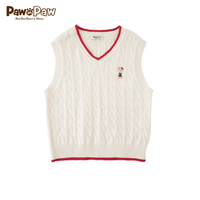 PawinPaw卡通小熊童装2024年春季新款男女童马甲背心学院风针织衫