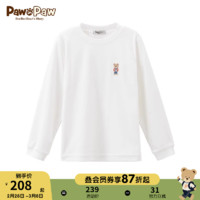 PawinPaw卡通小熊童装2024年春季纯色刺绣印花男童长袖T恤 米白色/39 120