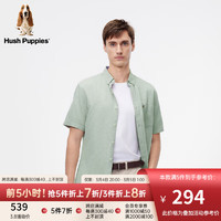 Hush Puppies暇步士男装2024夏季基础款商务休闲百搭通勤短袖衬衫 024浅绿2 M