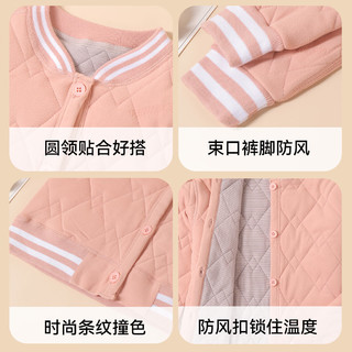 棉奇熊校服秋冬加绒加厚女童棉服蚕丝羊毛德绒内胆棉衣男童保暖棉袄 粉色【抗寒-20°】 150CM