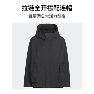 adidas休闲运动连帽夹克外套男大童阿迪达斯轻运动JE8642 黑色 122CM