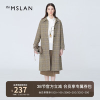 MSLAN时髦知识分子冬季人字纹大衣保暖毛呢外套女MDDA3205 咖啡色 S