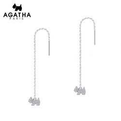 AGATHA 瑷嘉莎925银系列小狗闪石耳链设计高级感耳饰