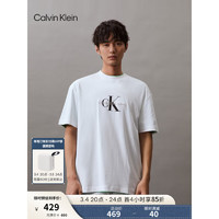 Calvin Klein Jeans24春夏男士经典刺绣印花休闲纯棉圆领短袖T恤ZM02799 YAF-月光白 L