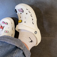 卡骆驰（crocs）洞洞鞋男女鞋 春夏休闲鞋凉鞋贝雅鞋沙滩鞋镂空凉拖鞋 白色贝雅/侧镂空/拍小一码 48-49