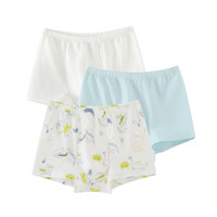 幼岚（ALLBLU）幼岚「Buka裤」儿童棉氨内裤24春季男女童不卡PP平角裤3件装 男童云白+云白恐龙+星光蓝 110cm