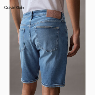 Calvin Klein Jeans24春夏男士经典标牌水洗微弹休闲牛仔短裤J325334 1AA-牛仔浅蓝 34