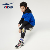 鸿星尔克童装男大童裤子儿童秋季运动裤2024长裤宽松防蚊裤薄 正黑003 150