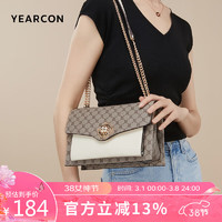 YEARCON 意尔康 女神节礼物包包女包复古腋下包撞色斜挎包链条包女士斜挎包33W28004-190灰色