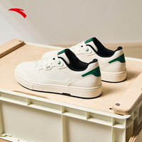 安踏（ANTA）板鞋男2024春季革面百搭轻质运动板鞋小白鞋子男 象牙白/椒青绿-3 45
