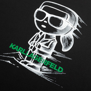 Karl Lagerfeld卡尔拉格斐轻奢老佛爷男装 2024春夏款KL印花休闲 短袖T恤 黑色 46