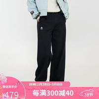 卡帕(Kappa)针织休闲裤2024女春直筒长裤抽绳小脚卫裤K0E22AK71 黑色-990 S