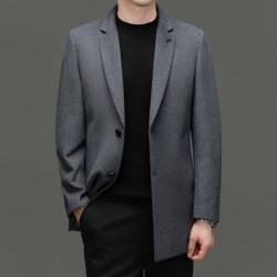 老人头laorentou羊毛西服春秋季毛呢男士商务休闲单西外套中年爸爸装