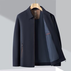 老人头laorentou感春秋季新款男士夹克外套中老年商务休闲翻领百搭