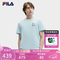 FILA 斐乐男子针织短袖衫2024夏时尚休闲基础简约干爽T恤 玉空蓝-LB 170/92A/M