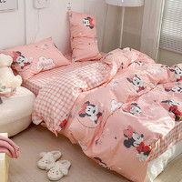 88VIP：Disney 迪士尼 家纺四件套学生宿舍床单三件套秋冬季纯棉床上用品全棉被套
