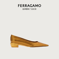 菲拉格慕（Ferragamo）【品牌授权门店发货】女士金色层压皮革低跟鞋 0766253_1D _ 65