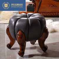 莎仕比娅别墅乌金木换鞋凳南瓜凳小圆凳实木别墅客厅家具 南瓜凳