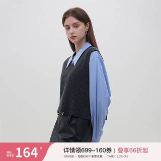 范思蓝恩 23FS14543美拉德针织马甲女款冬外穿毛衣背心 高级灰 M