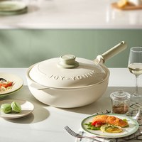 九阳不粘锅炒锅家用电磁炉燃气灶煤气灶适用炒菜锅锅具平底锅 奶油白 - 32CM