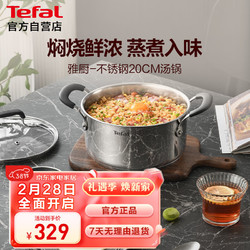 Tefal 特福 汤锅不锈钢煲汤煮粥一体锅燃气电磁炉通用-雅厨系列20cm