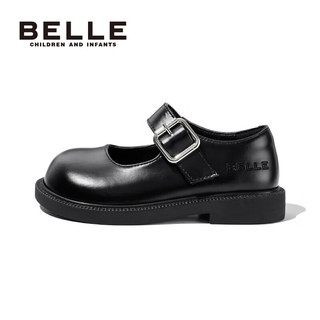 BeLLE 百丽 童鞋24年春季儿童皮鞋返校鞋小女孩演出单鞋 黑色35码 35码/参考脚长20.9-21.3cm