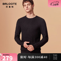 Brloote 巴鲁特 羊毛衫男时尚休闲提花圆领针织衫秋冬季男士打底衫毛衣 黑色 175/96A