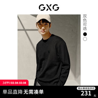 GXG 男装 21年冬季新款羊毛有线公司双色简约提花羊毛衫 黑色1 180/XL