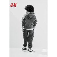 H&M童装男童2024春季中腰柔软拉绒工装慢跑裤1211290 灰蓝色 145/63