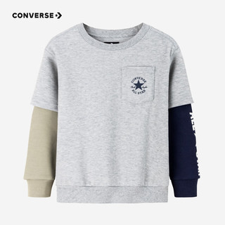 Converse 匡威童装男女童假两件卫衣2024春秋350克舒适毛圈儿童上衣 岩岭灰 110/52(S)