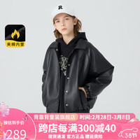 Kappa Kids儿童百搭外套皮衣中大童酷短款 黑色  160