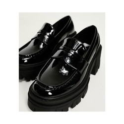 asos 香港直邮潮奢 ASOS 女士 设计粗跟中跟漆皮乐福鞋(黑色)