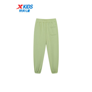 特步童装儿童运动休闲运动长裤中大童女童运动针织长裤 芭蕉绿 150cm