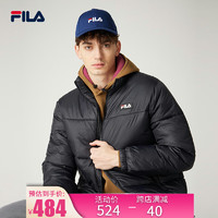 FILA 斐乐 棉服男冬季时尚简约保暖立领上衣面包服欧版 黑色 2XL