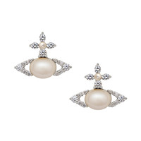 Vivienne Westwood 女士椭圆珍珠钻饰土星造型耳环