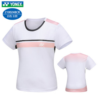 YONEX 尤尼克斯 羽毛球服短袖T恤运动速干透气舒适男女运动比赛训练 210024白色 女款速干透气训练服 XXL