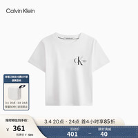 Calvin Klein Jeans24春夏女士纯棉字母印花潮流辣妹短款短袖T恤J223495 YAF-月光白 L