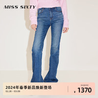 MISS SIXTY2024春季牛仔裤女复古丹宁风微喇显瘦百搭休闲长裤 深蓝-常规 27