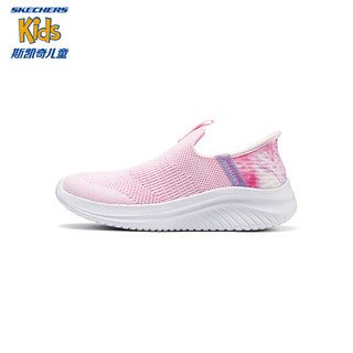 Skechers斯凯奇闪穿鞋春秋款懒人一脚蹬网面透气休闲鞋女童运动鞋303801L 浅粉色/LTPK 34码