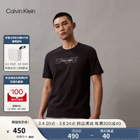 Calvin Klein【吸湿】运动24春夏男士字母印花纯棉跑步短袖T恤4MS4K169 001-太空黑 XL